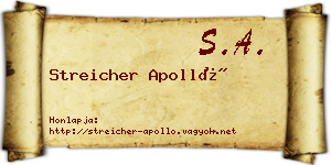 Streicher Apolló névjegykártya